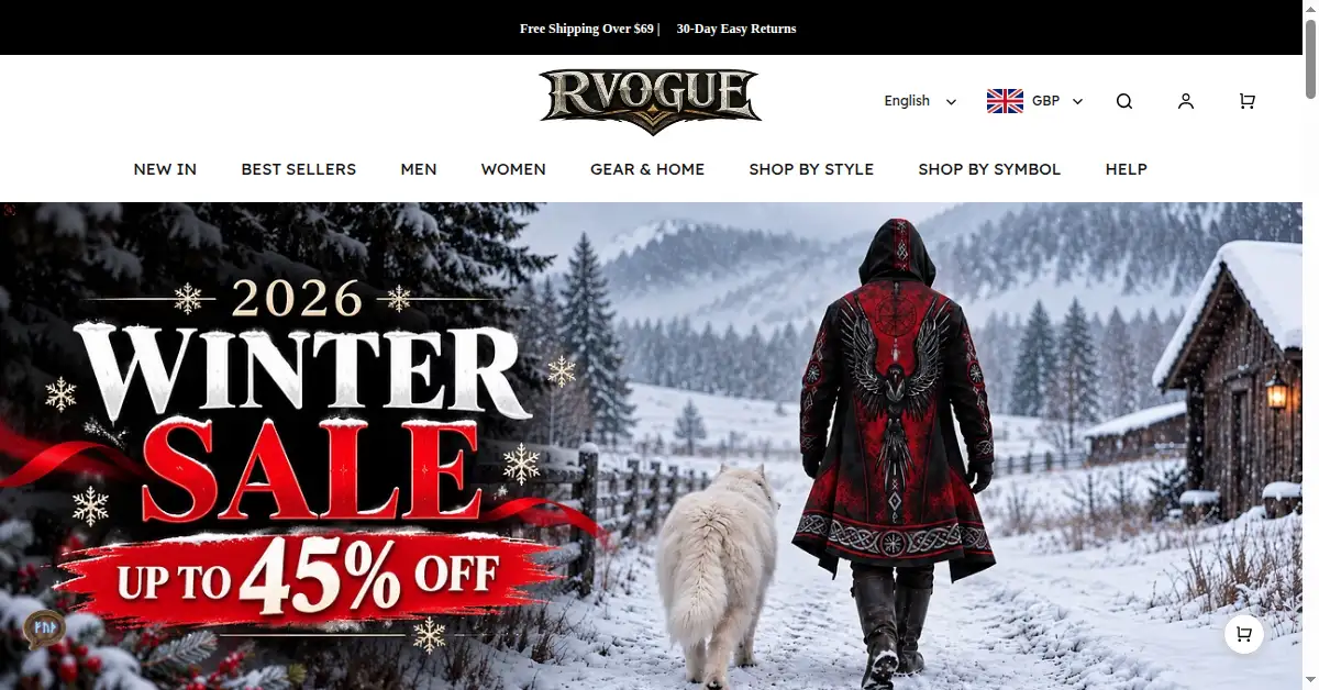 A picture of the homepage of rvogue.com