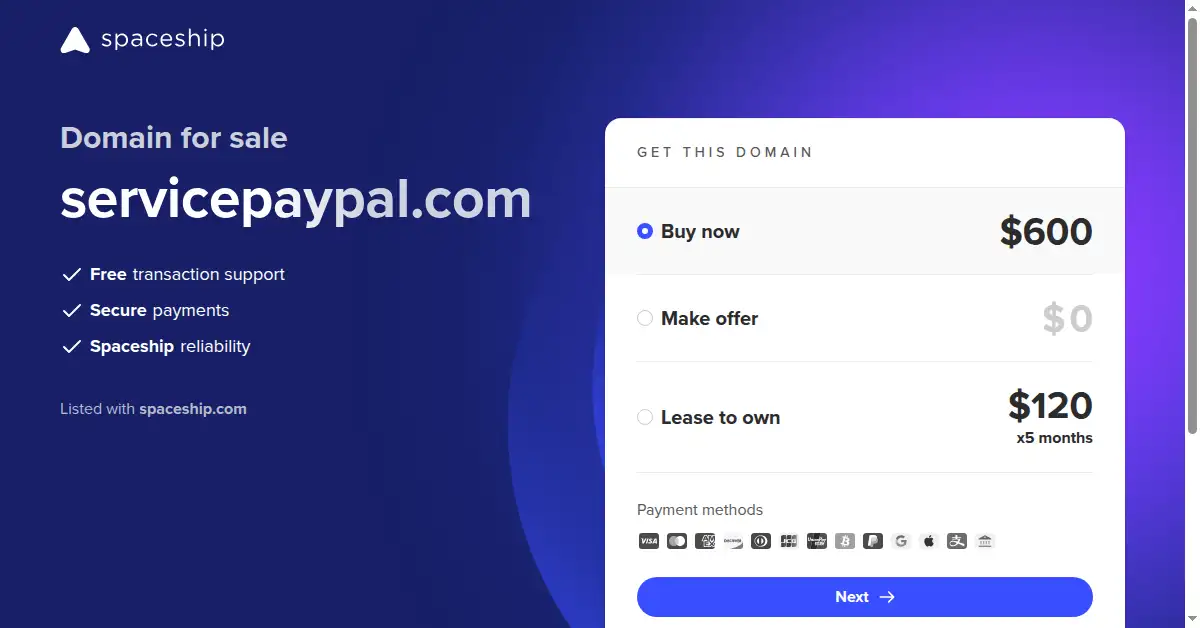 A picture of the homepage of servicepaypal.com
