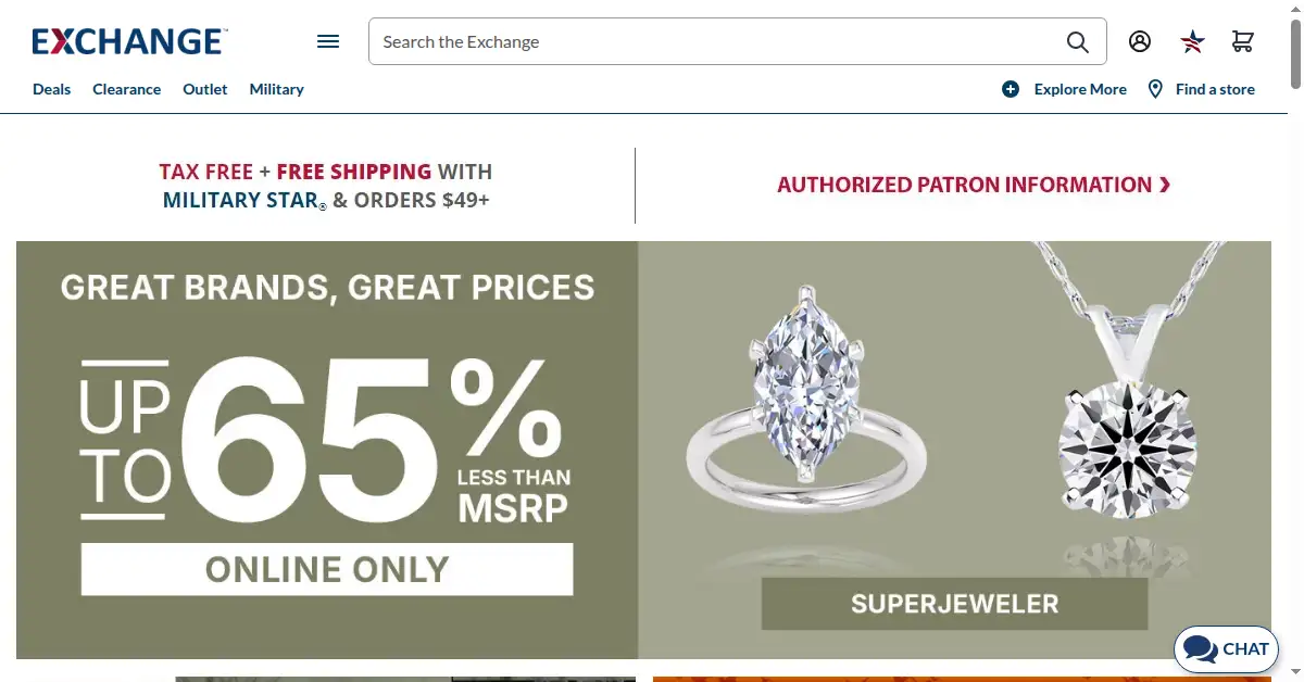 A picture of the homepage of shopmyexchange.com