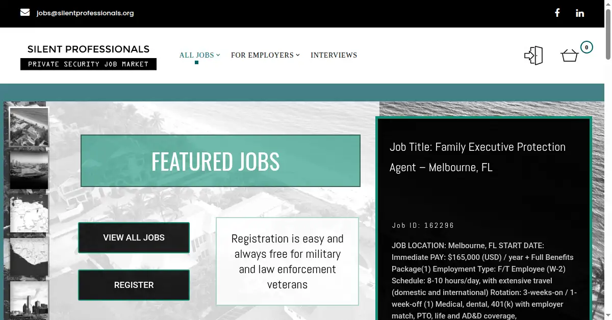 A picture of the homepage of silentprofessionals.org