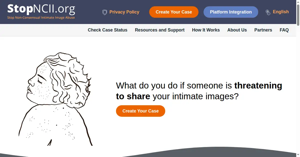 A picture of the homepage of stopncii.org