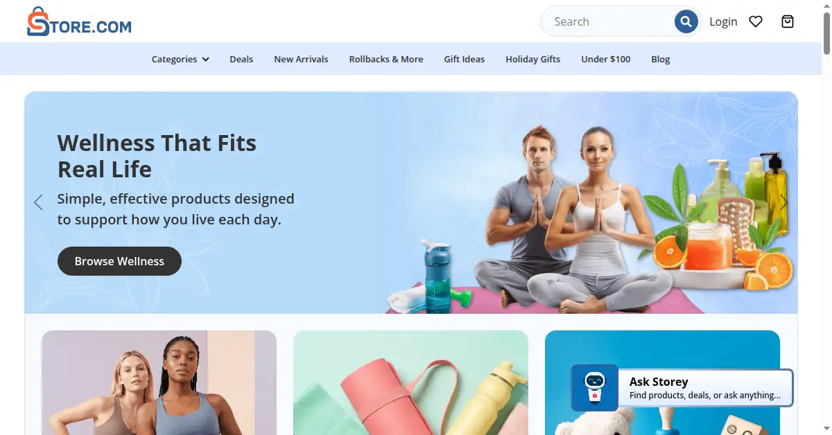 A picture of the homepage of store.com