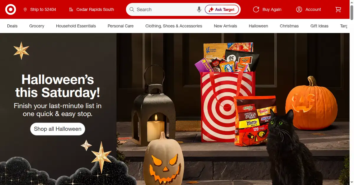 A picture of the homepage of target.com