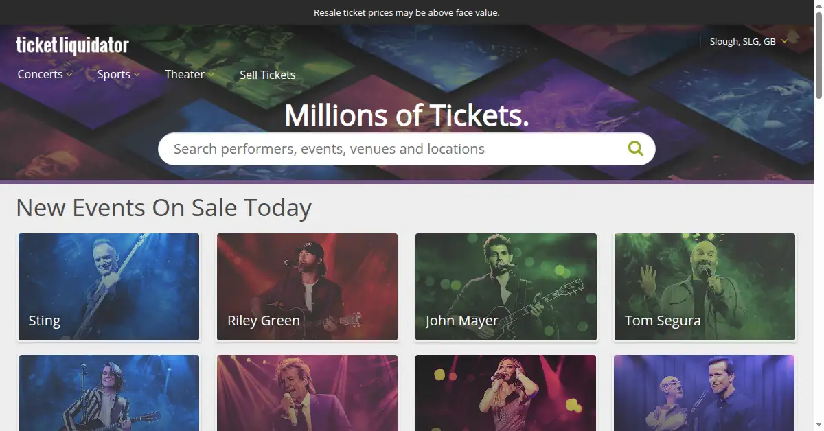 A picture of the homepage of ticketliquidator.com