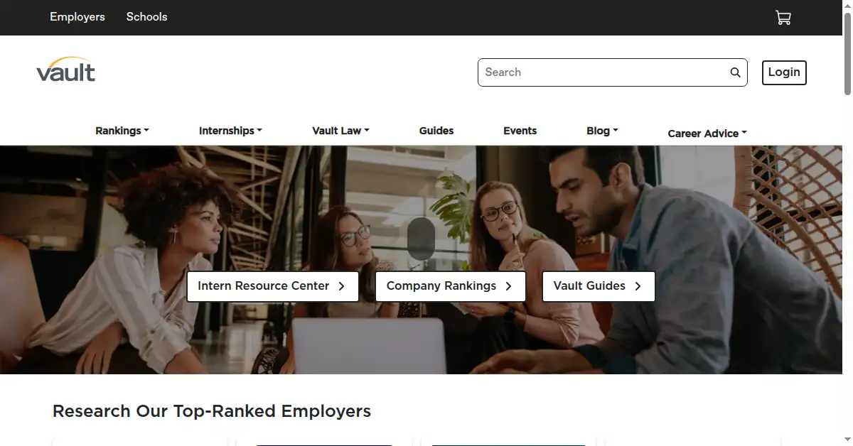 A picture of the homepage of vault.com