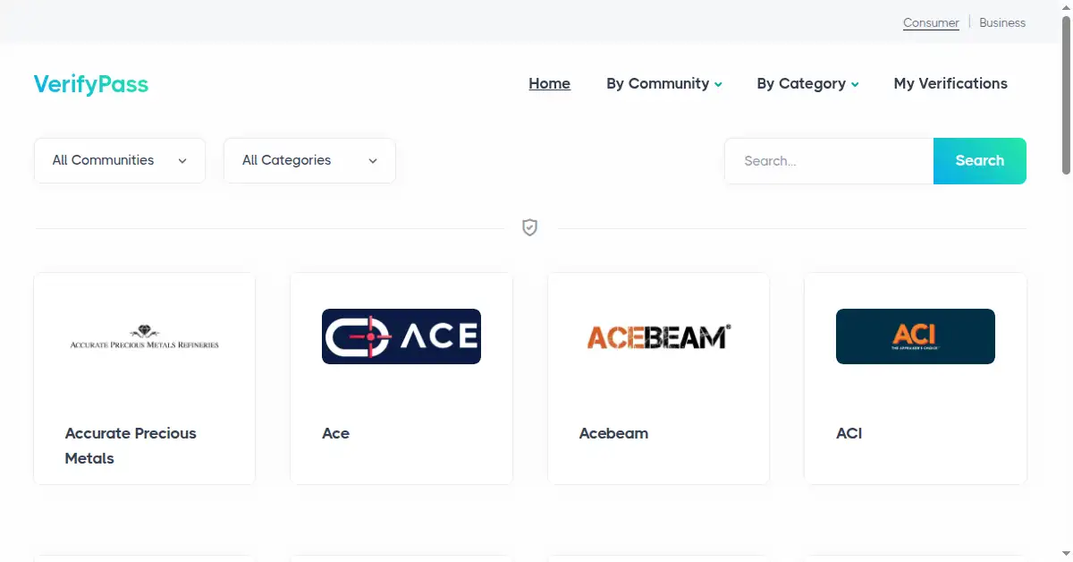 A picture of the homepage of verifypass.com
