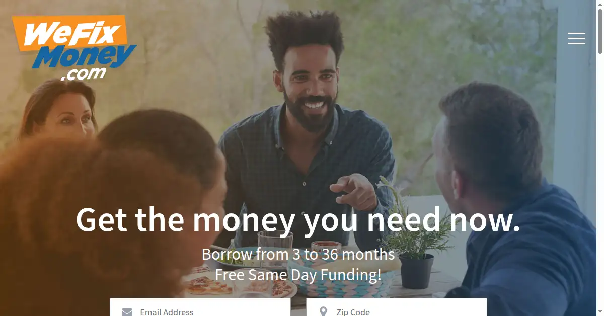 A picture of the homepage of wefixmoney.com