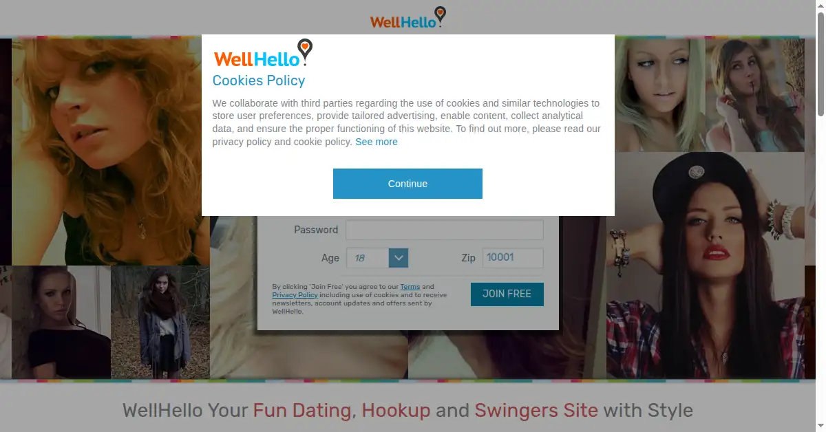 A picture of the homepage of wellhello.com