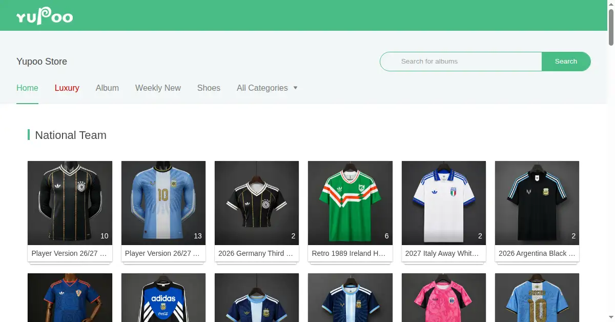 A picture of the homepage of yupoo.store