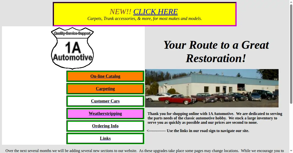 1aauto.com as the Internet Archive first saved it, 4 Nov 1999