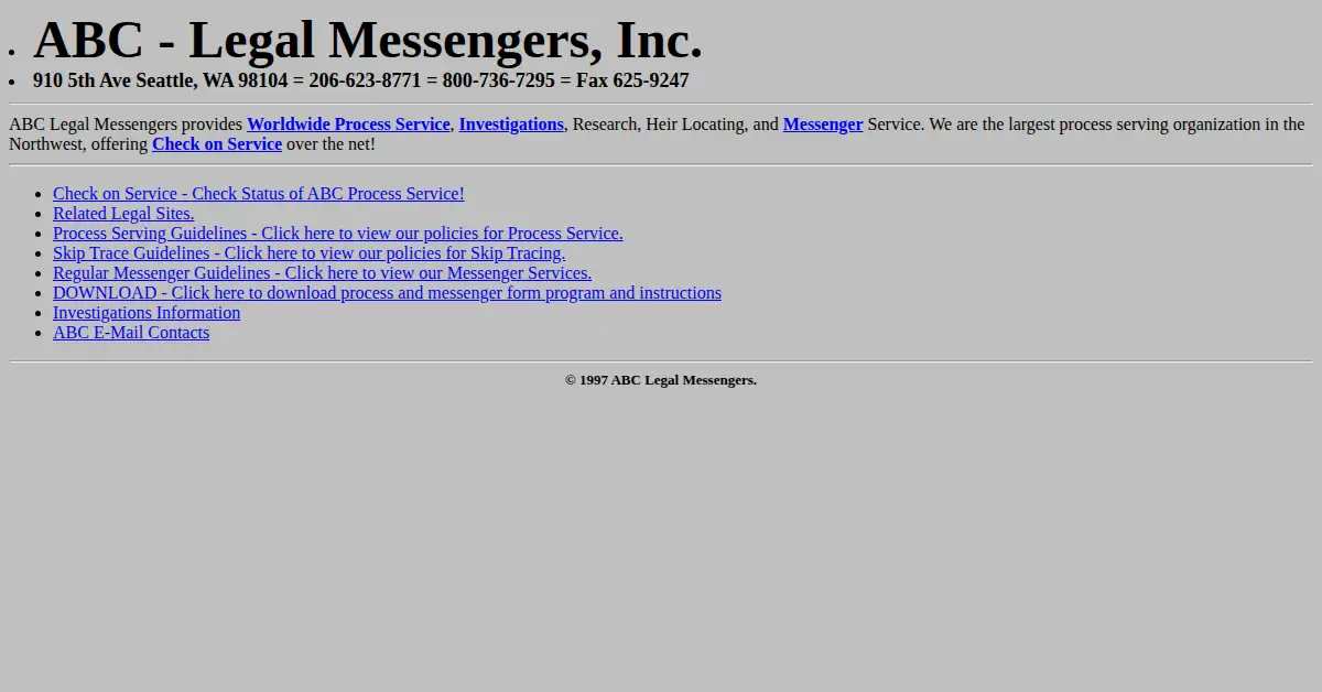 abclegal.com as the Internet Archive first saved it, 28 Mar 1997