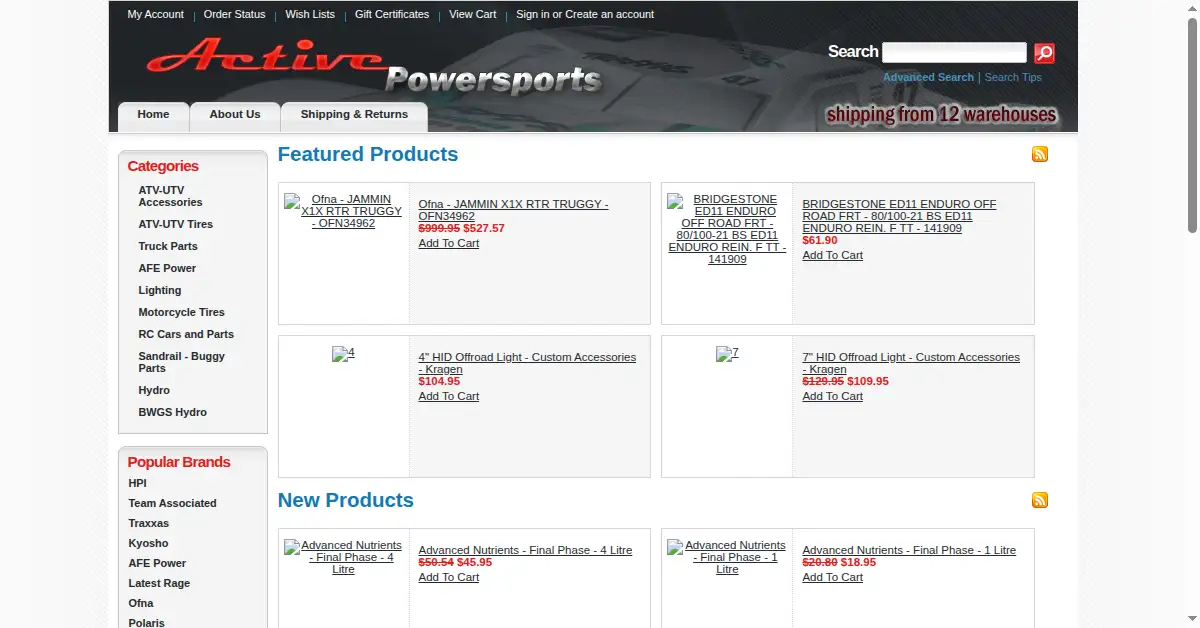 activepowersports.com as the Internet Archive first saved it, 15 Dec 2010