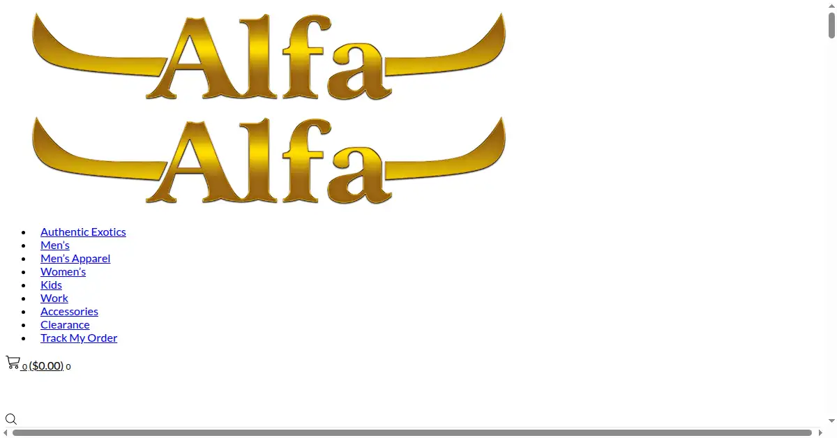 alfawesternwear.com as the Internet Archive first saved it, 19 Oct 2020