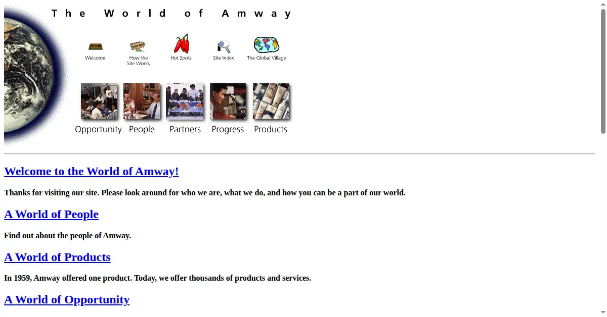 amway.com as the Internet Archive first saved it, 27 Oct 1996