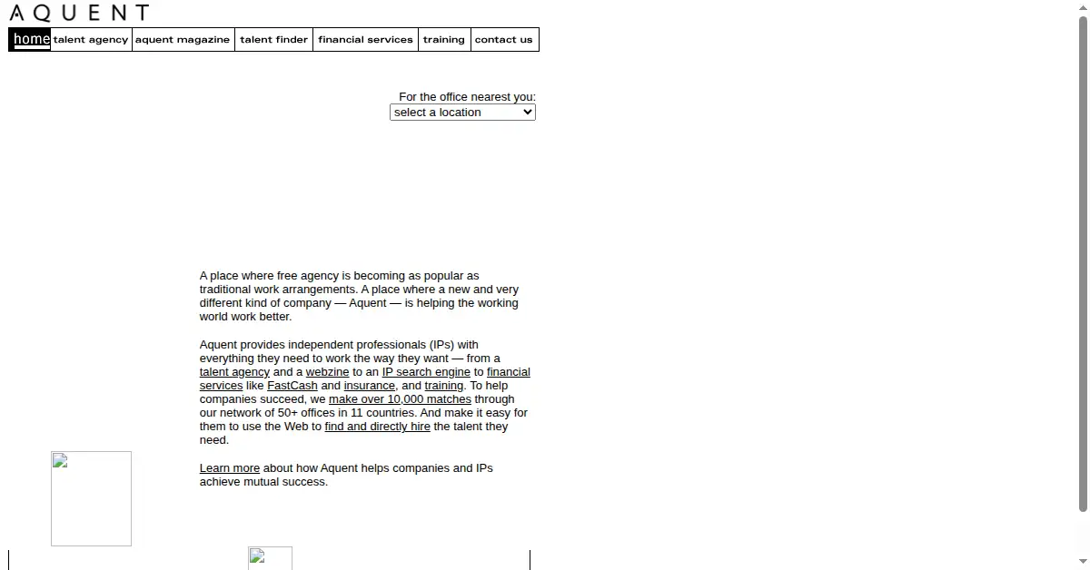 aquent.com as the Internet Archive first saved it, 1 Mar 2000