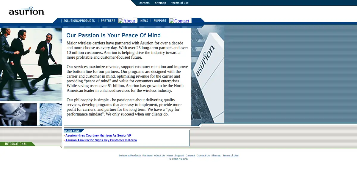 asurion.com as the Internet Archive first saved it, 2 Oct 2003