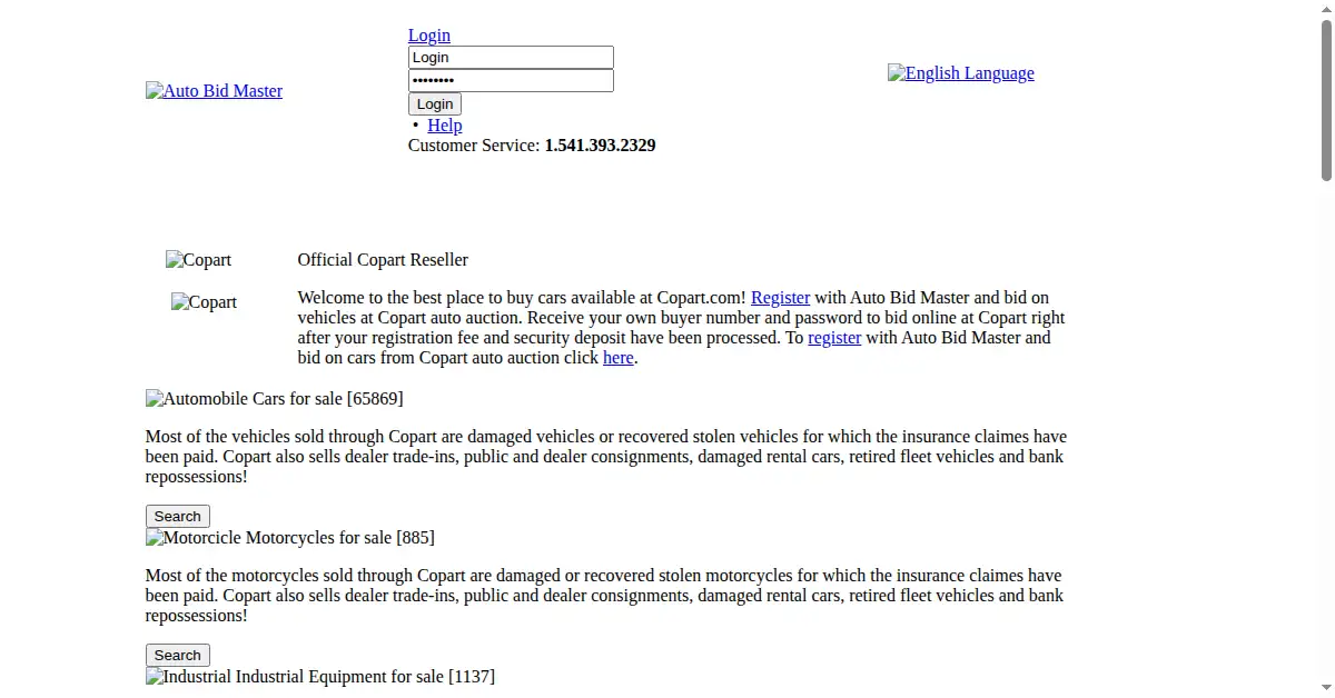 autobidmaster.com as the Internet Archive first saved it, 5 Apr 2009