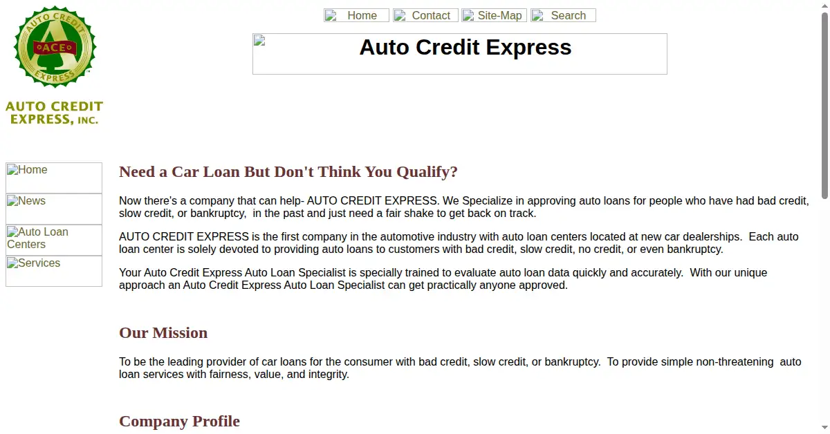 autocreditexpress.com as the Internet Archive first saved it, 17 Oct 2000