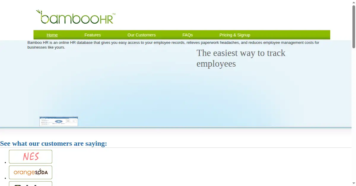 bamboohr.com as the Internet Archive first saved it, 22 Sep 2009