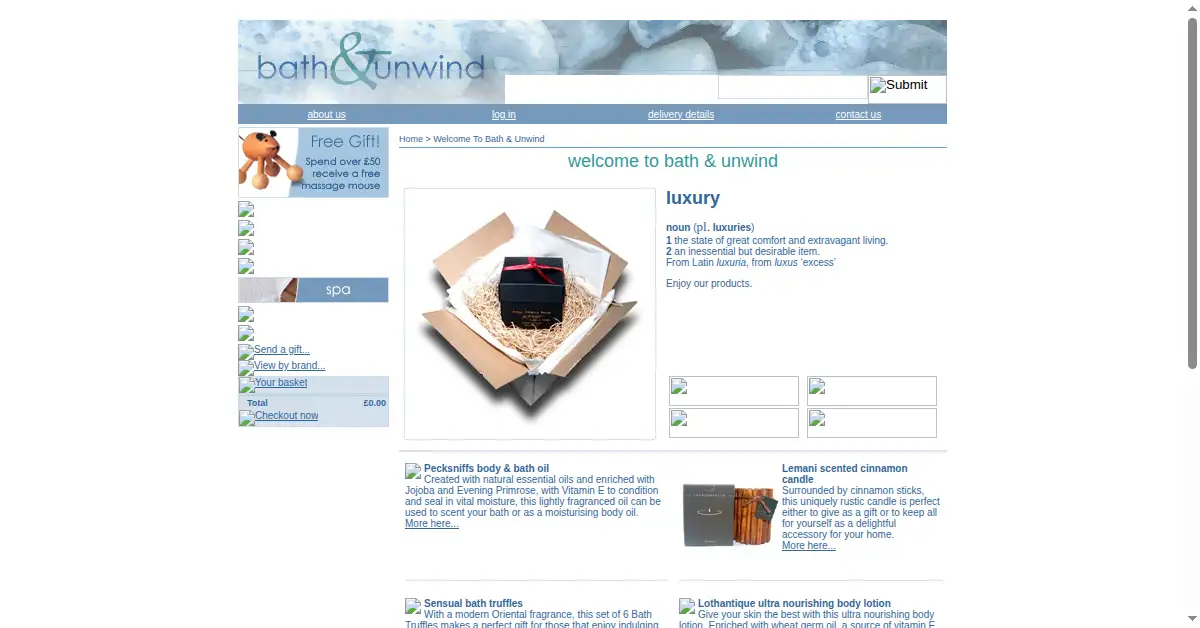 bathandunwind.com as the Internet Archive first saved it, 24 Oct 2004
