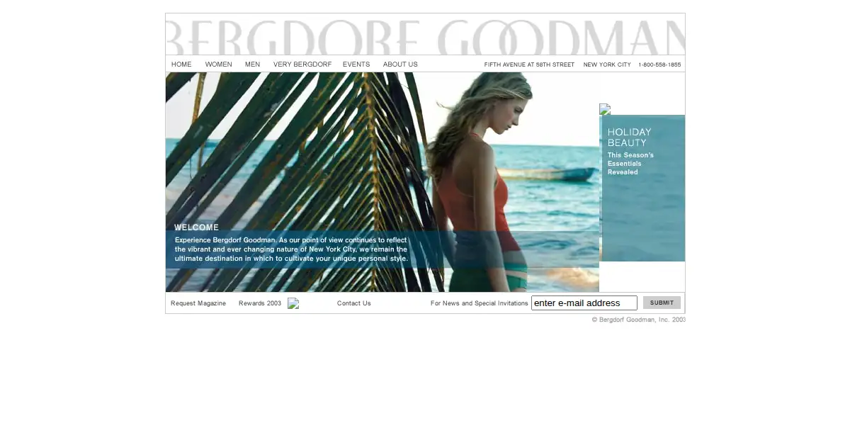 bergdorfgoodman.com as the Internet Archive first saved it, 23 Jan 2004