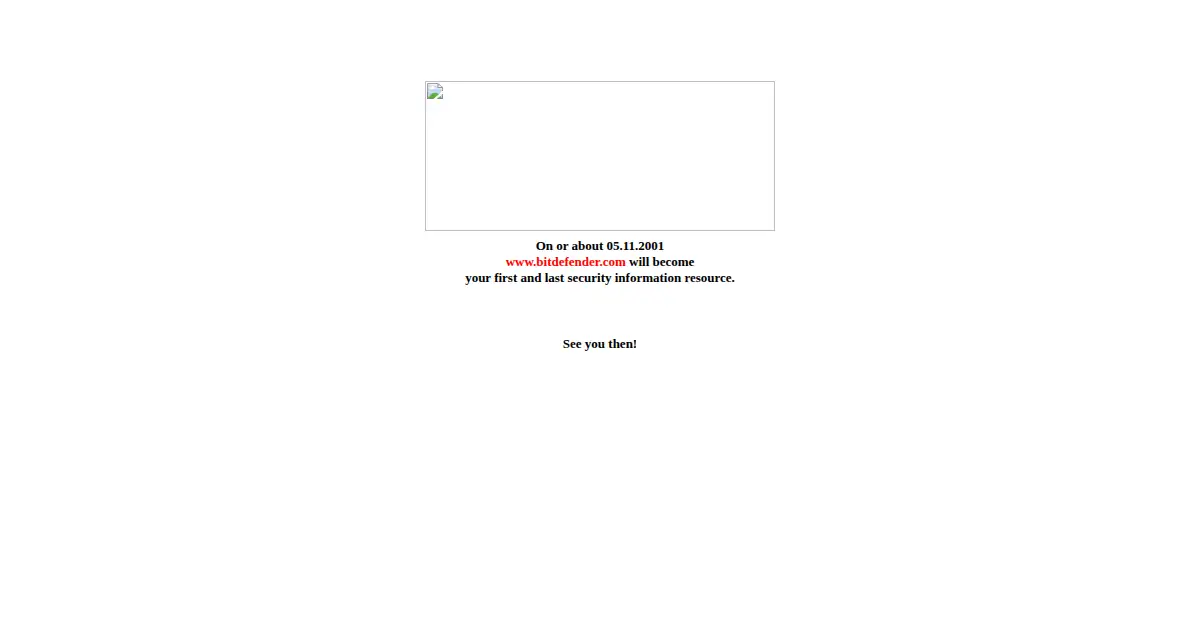 bitdefender.com as the Internet Archive first saved it, 5 Oct 2001