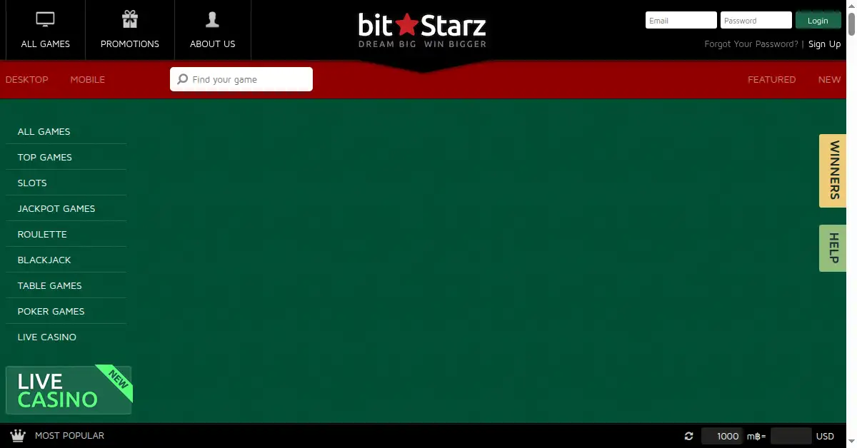 bitstarz.com as the Internet Archive first saved it, 23 Dec 2014