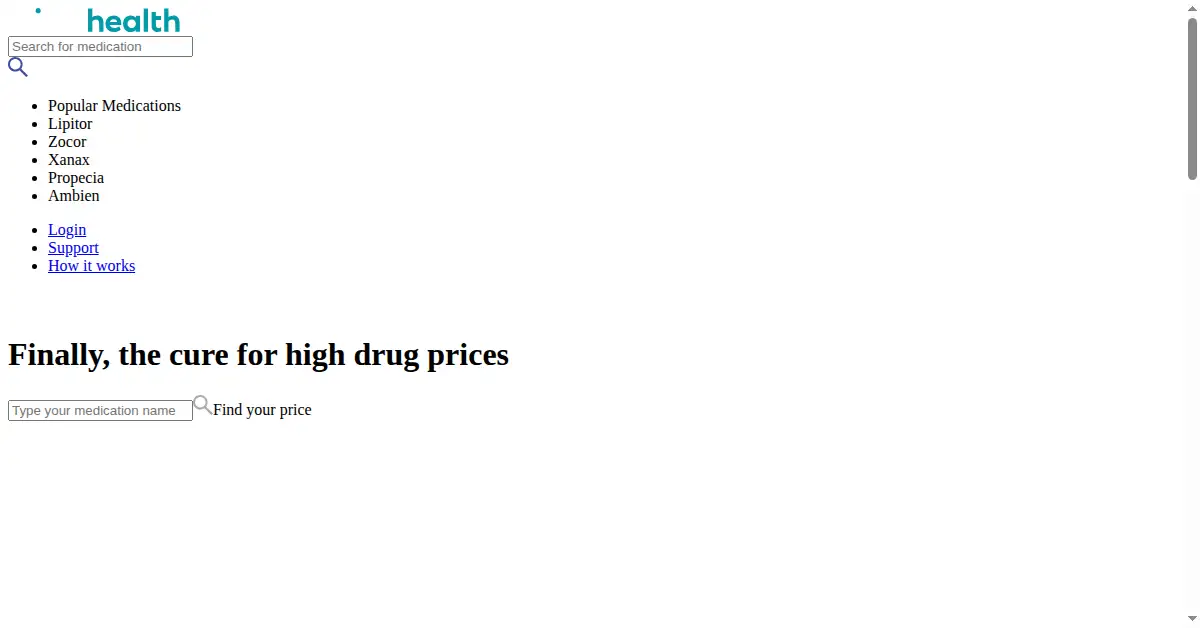 blinkhealth.com as the Internet Archive first saved it, 16 Jan 2016