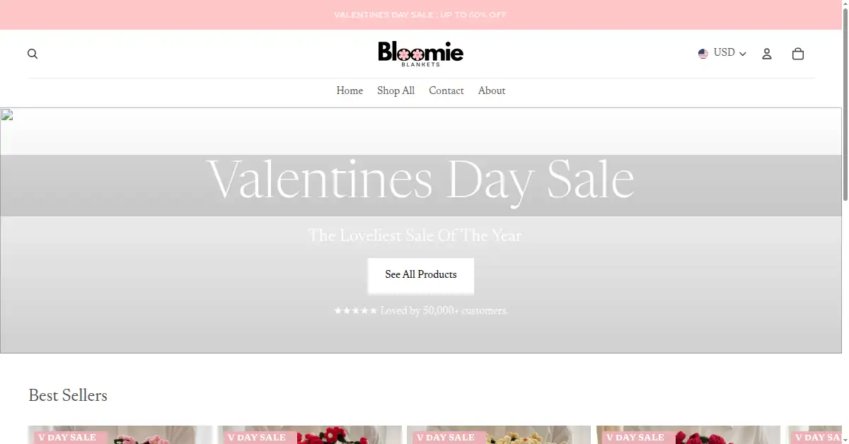 bloomieblankets.com as the Internet Archive first saved it, 10 Jan 2026