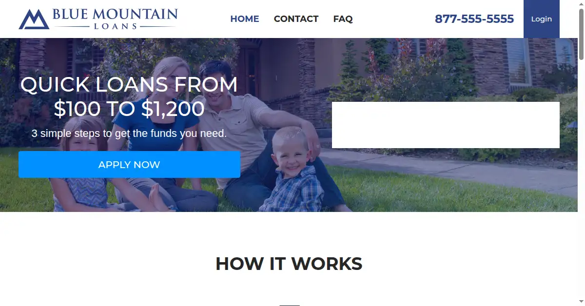bluemountainloans.com as the Internet Archive first saved it, 25 Dec 2021