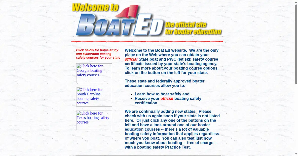 boat-ed.com as the Internet Archive first saved it, 11 Oct 1999
