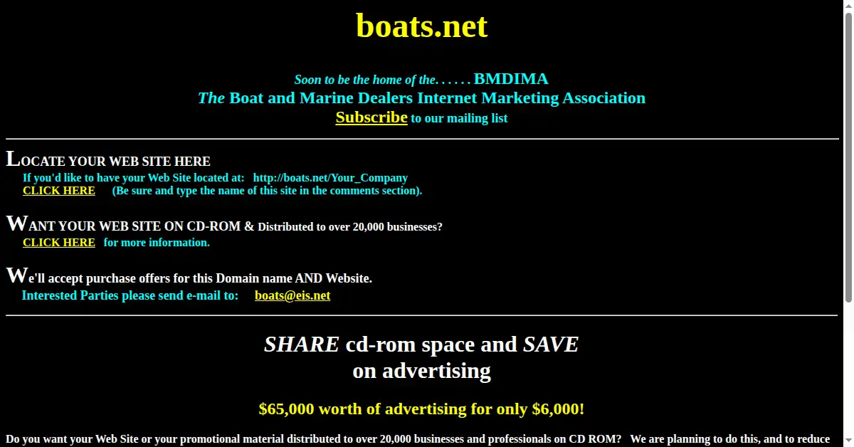 boats.net as the Internet Archive first saved it, 5 Dec 1998