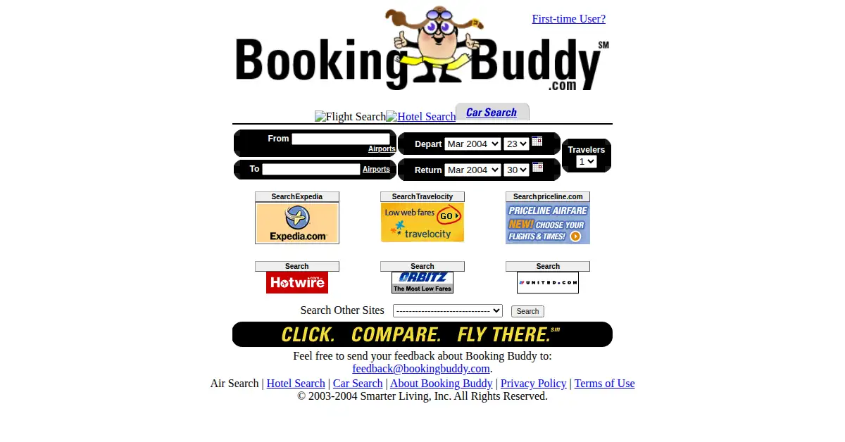 bookingbuddy.com as the Internet Archive first saved it, 23 Mar 2004