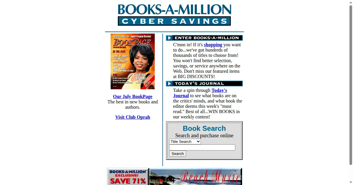 booksamillion.com as the Internet Archive first saved it, 18 Jan 1997