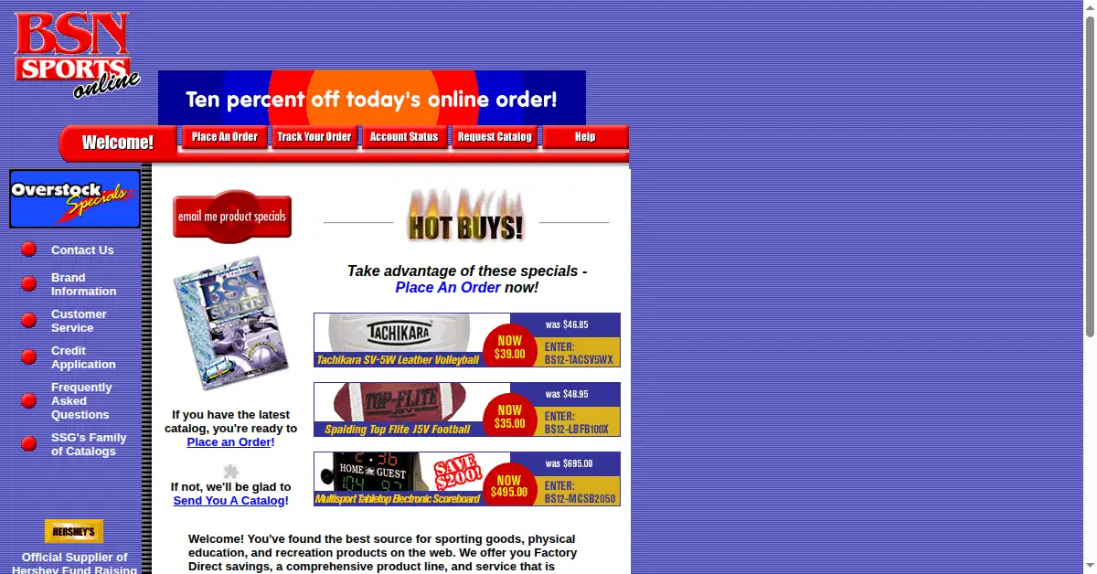 bsnsports.com as the Internet Archive first saved it, 1 Mar 2000