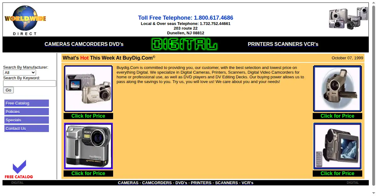 buydig.com as the Internet Archive first saved it, 7 Oct 1999