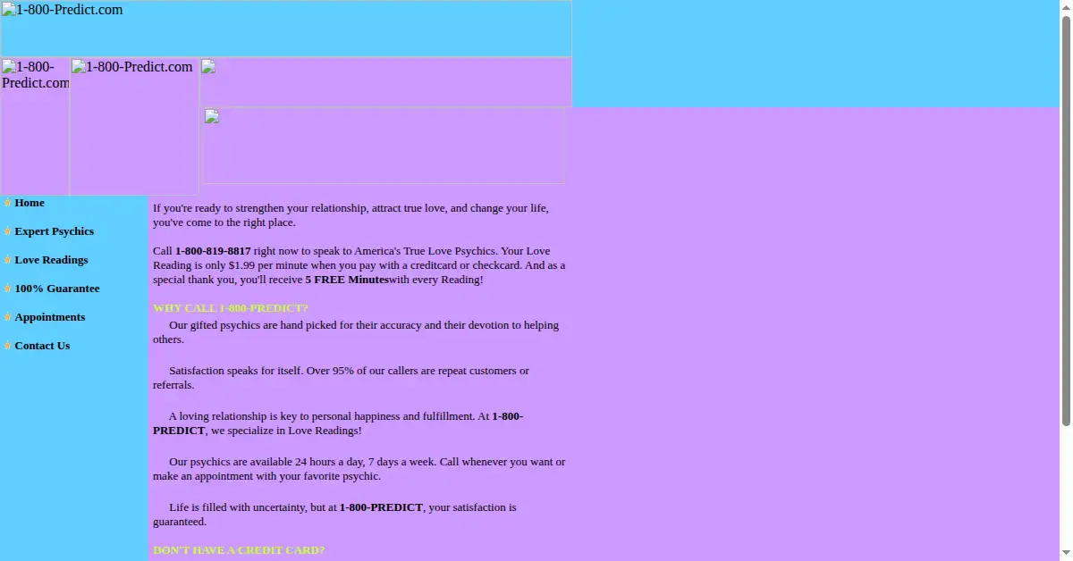 californiapsychics.com as the Internet Archive first saved it, 18 Jan 2002