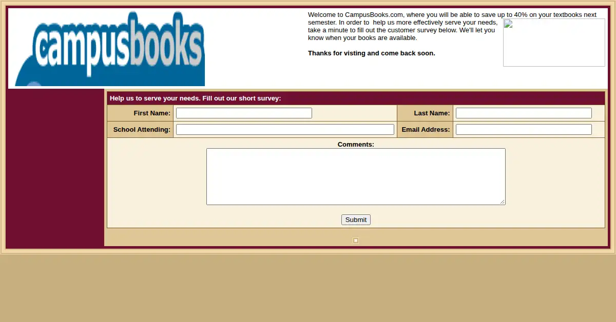 campusbooks.com as the Internet Archive first saved it, 13 Oct 1999