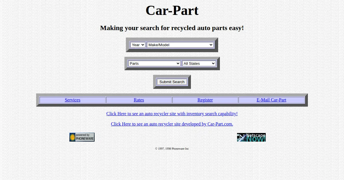 car-part.com as the Internet Archive first saved it, 12 Dec 1998