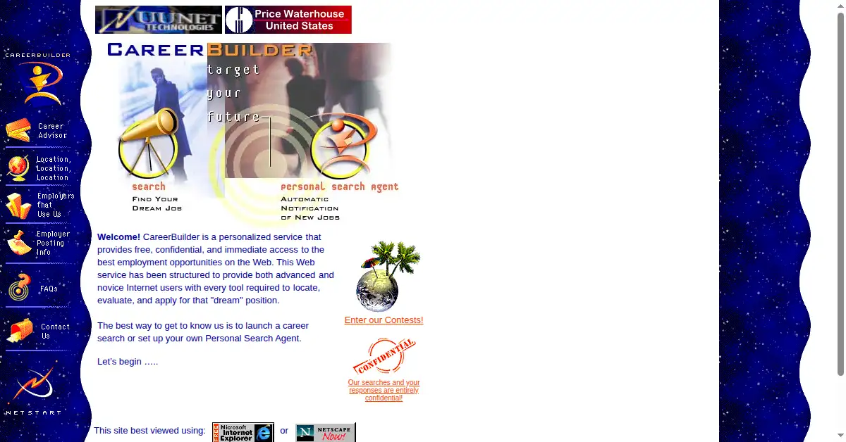 careerbuilder.com as the Internet Archive first saved it, 31 Oct 1996