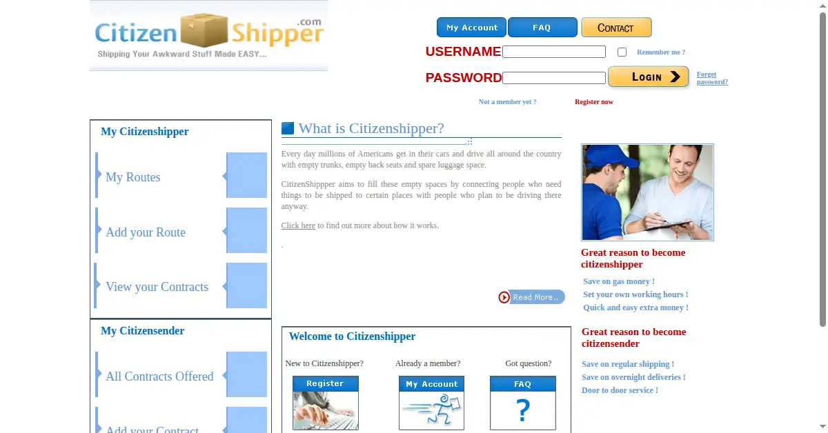 citizenshipper.com as the Internet Archive first saved it, 4 Aug 2008