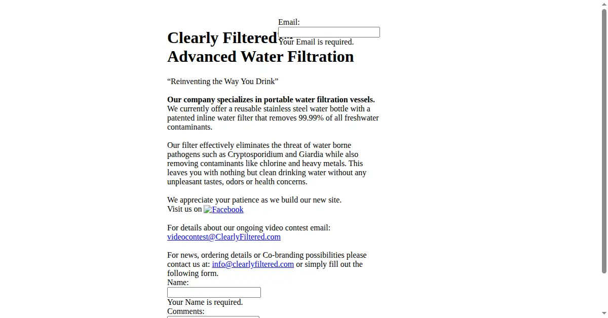 clearlyfiltered.com as the Internet Archive first saved it, 28 Feb 2011