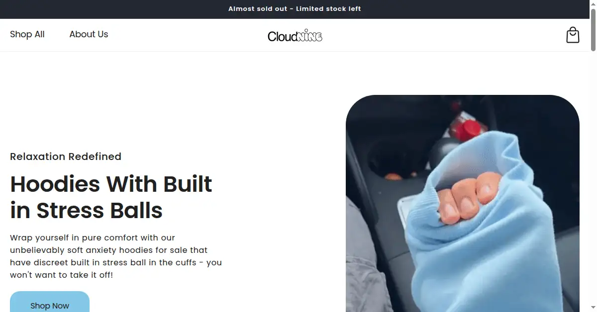 cloudnineclothing.ca as the Internet Archive first saved it, 29 Nov 2023