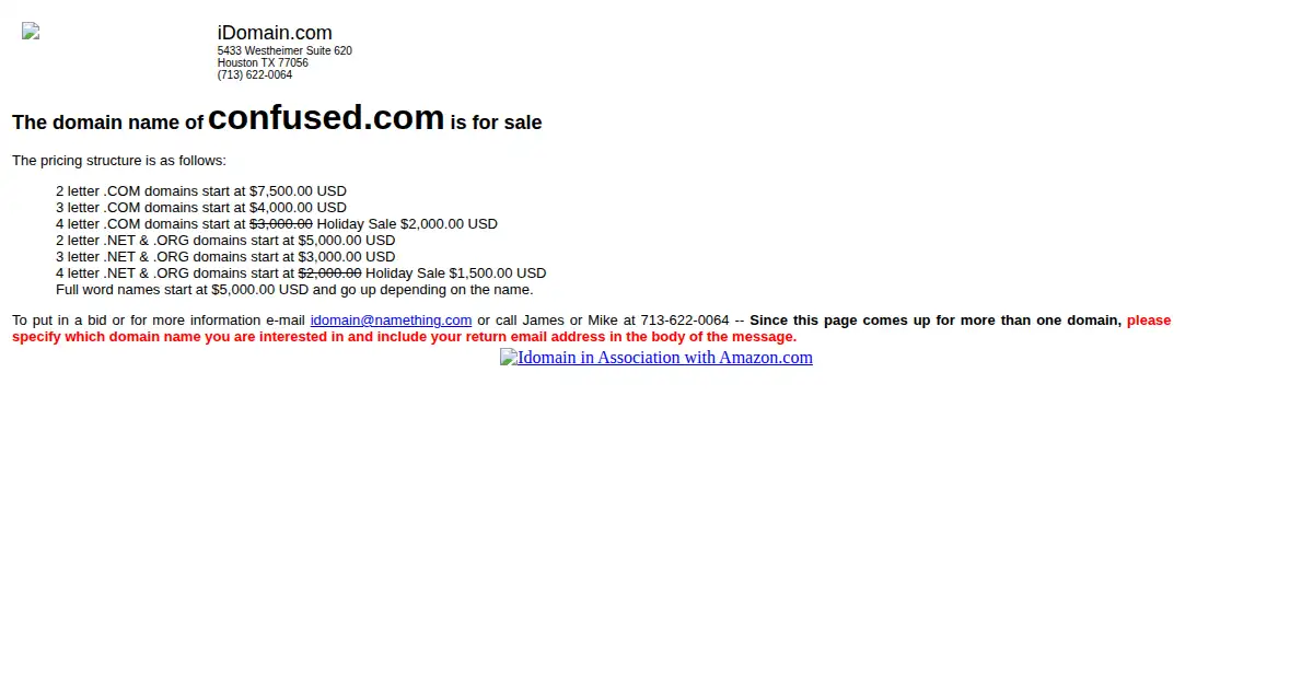 confused.com as the Internet Archive first saved it, 8 Feb 1999
