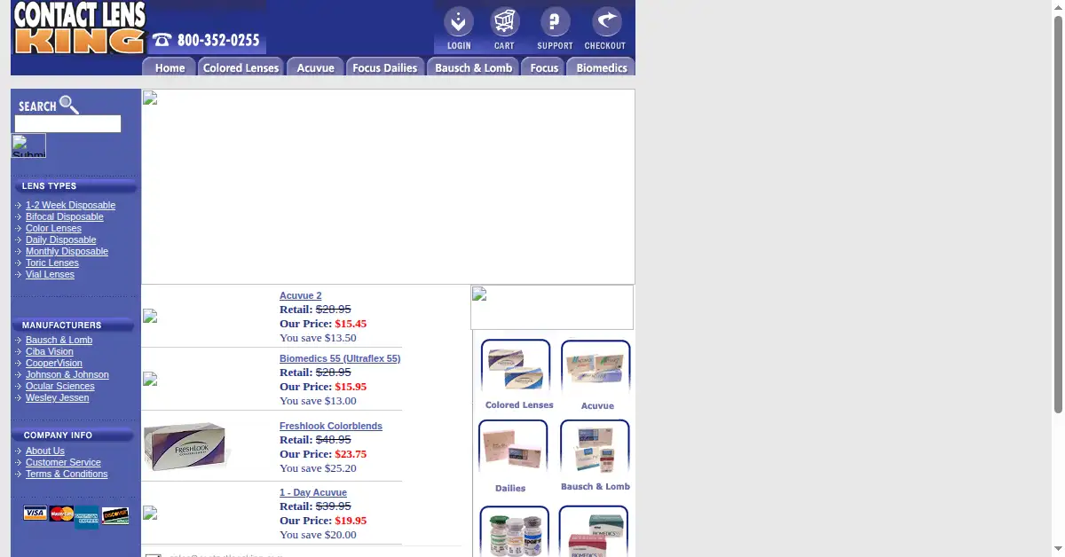 contactlensking.com as the Internet Archive first saved it, 25 Jan 2004