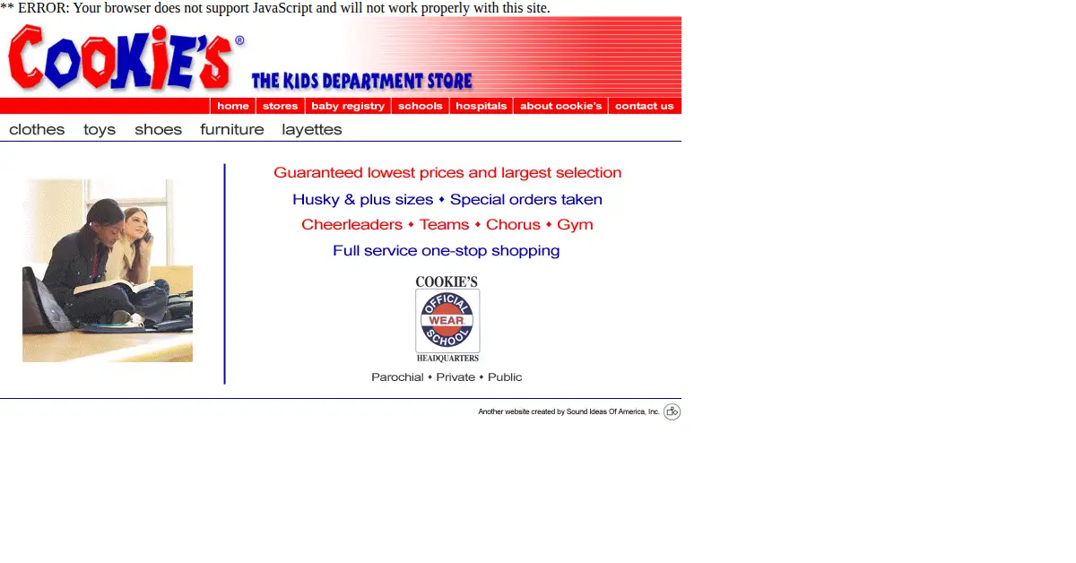cookieskids.com as the Internet Archive first saved it, 8 Feb 2005