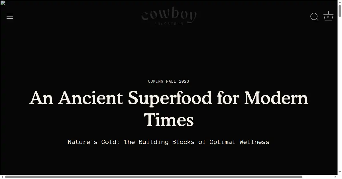 cowboycolostrum.com as the Internet Archive first saved it, 31 Oct 2023