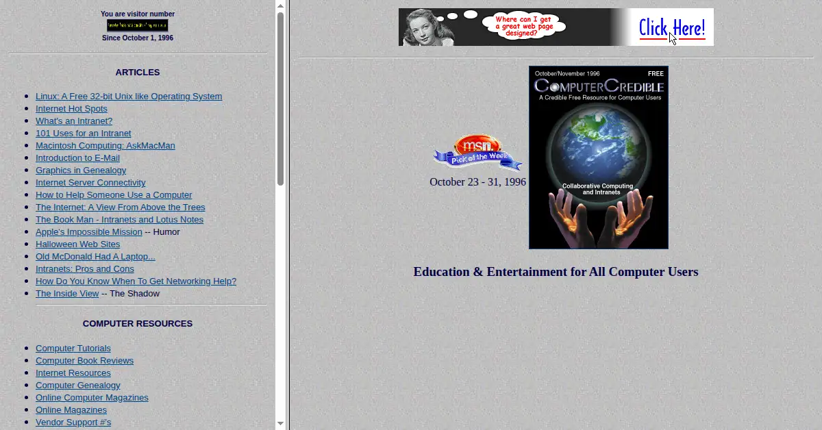 credible.com as the Internet Archive first saved it, 1 Nov 1996