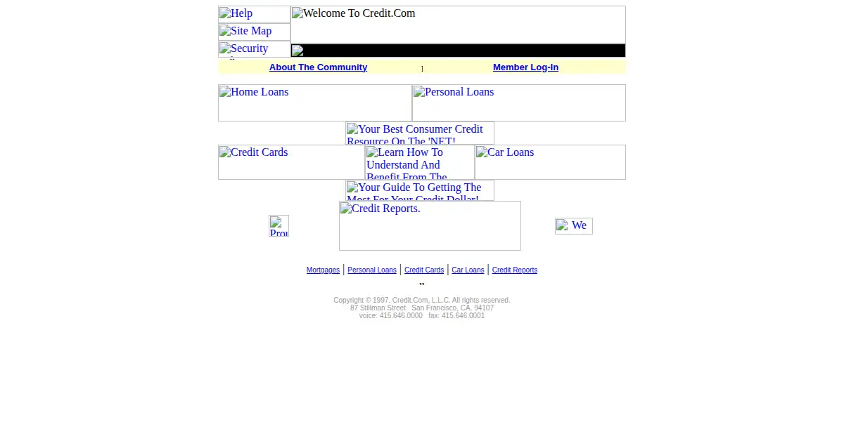 credit.com as the Internet Archive first saved it, 22 May 1998