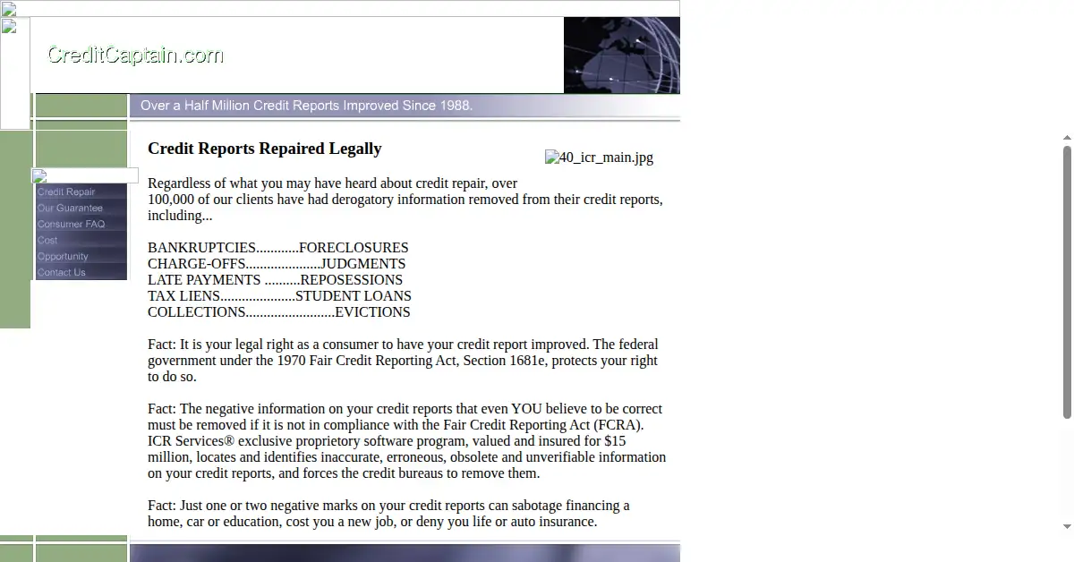 creditcaptain.com as the Internet Archive first saved it, 5 Jul 2001